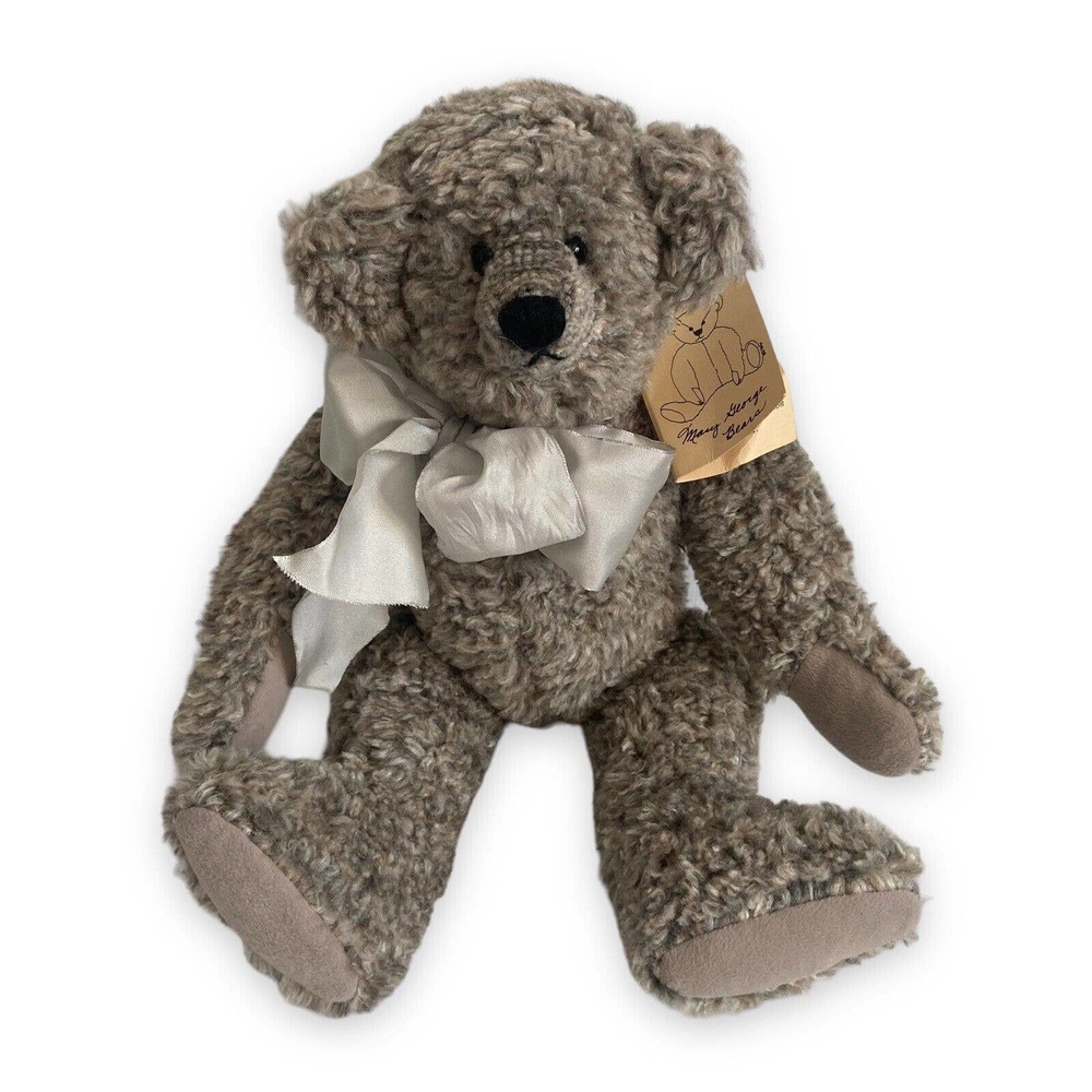 VTG 15" Artist Handmade Mary George Mohair Bear Gray Antique Shoe Button Eyes